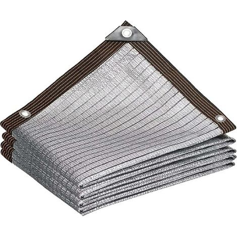 Voile d'ombrage réfléchissant 75% en aluminium, filet occultant résistant avec œillets, protection solaire durable pour poulailler, chien, voiture, camping-car, terrasse, jardin, serre et pergola. (1/5)