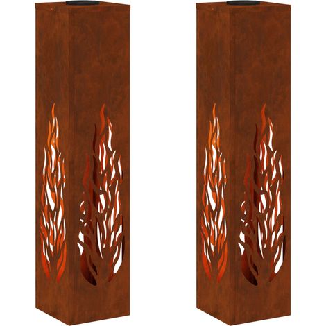 Lumière de chemin LED solaire 2 pcs Rouillé Acier patiné