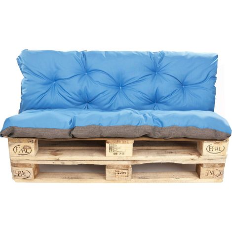 Coussins palettes 120x60 Assise et Dossier 120x50cm,coussin palette exterieur, coussins de palette Bleu, coussins de canapé de jardin (1/5)