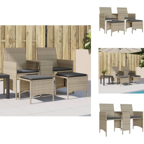 Canapé de jardin 2 places avec table tabourets gris clair rotin - Canapé De Jardin - Salon De Jardin - Mobilier De Jardin - Meubles D'extérieur - Ensemble De Jardin (1/5)