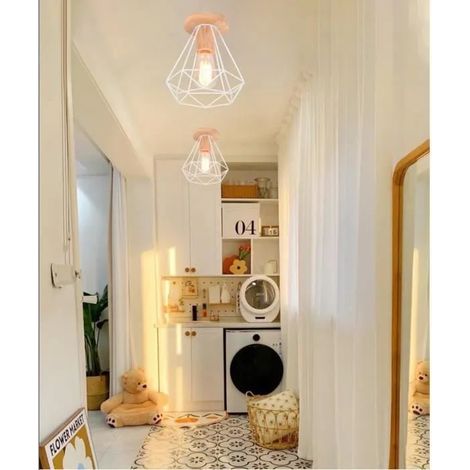 Yowei 2pcs Plafonnier Industrielle Moderne Lustre Plafonnier Vintage en Cage Diamant Lampe de Plafonde Retro Style Edison pour (1/4)