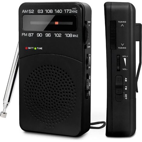 Tragbares Radio, batteriebetriebenes AM/FM-Radio, Taschenradio mit Transistor und hervorragendem Empfang, Abstimmknopf mit Signalstärkeanzeige, Mini-tragbares Radio (1/5)