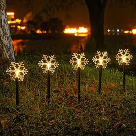 Solarbetriebene Weihnachtswegelichter, 5er-Packung, wasserdichte Außenbeleuchtung für Garten, Hof, Straße, Weg, Park, Weihnachten, Hochzeit, Schneeflocken (1/4)