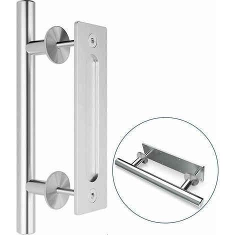 Poignée de porte coulissante double face en acier inoxydable invisible pour porte coulissante en bois 12 Inches