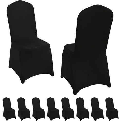 Lot de 10 Housses de Chaise Noires en élasthanne Extensible de Mariage pour Salle à Manger, Housses de Chaise universs pour Mariage, événement, Banquet, fête, célébration (1/5)
