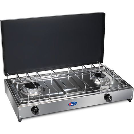 CFParker Fornello a Gas 2 Fuochi Gpl / Metano e Valvola di Sicurezza mod. 5522SGSP - Fonte di alimentazione: Metano