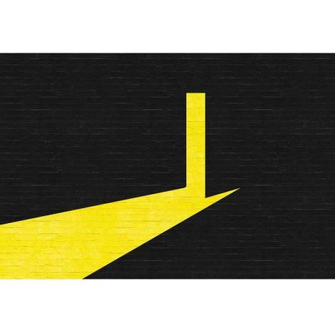 Papier peint panoramique couloir jaune & noir Tapisserie panoramique moderne pour chambre Papier peint panoramique design motif porte & fond brique (1/3)