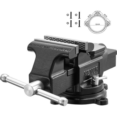 VEVOR Etau deEtabli Largeur Machoire 100 mm Etau Table Base Pivotante 360°, pour Sciage, Percage, Decoupe Tubes, en Fonte Ductile, avec Enclume, Profondeur de Gorge 57 mm, Ouverture de Machoire 120 mm (1/5)