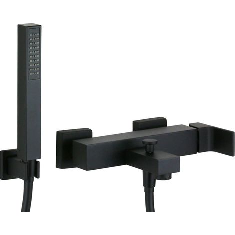 Miscelatore vasca esterno con doccetta colore nero opaco Gattoni SQUARE 2500/25NO  Nero opaco (1/2)