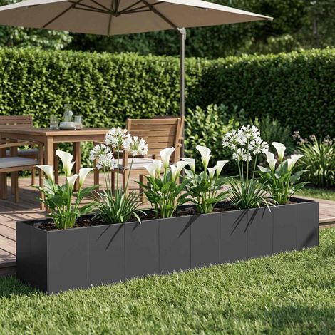 vidaXL Cache-pot de jardin Noir 360 x 80 x 60 cm Acier laminé à froid (1/5)