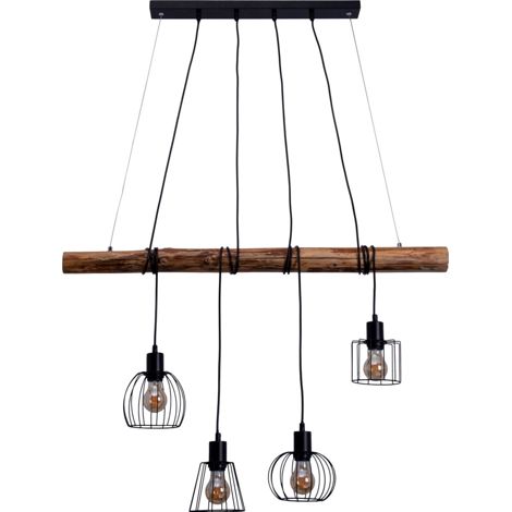 Naeve WOODLAND Plafonnier suspendu noir 4xE27