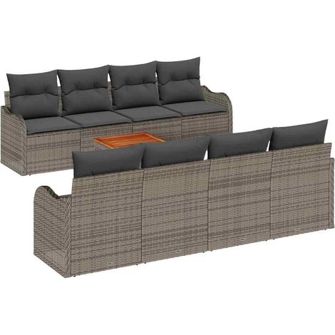 Maison Exclusive - Conjunto de sofás de jardín 9 pcs Gris ratán s