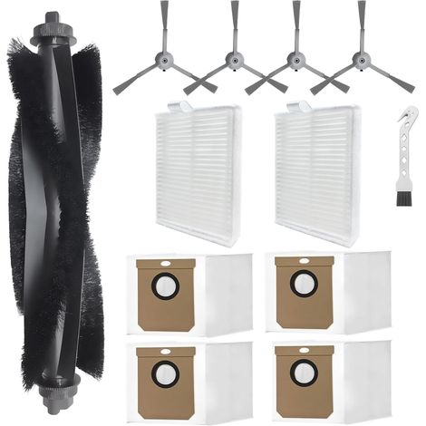 Piezas de repuesto aplicables para Eufy Clean L60, L60 Ses, L50, L50 Ses Accesorios, 1 cepillo giratorio, 4 bolsas para polvo, 2 filtros, 4 cepillos laterales, 1 cepillo de limpieza (1/5)