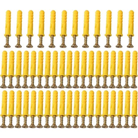 Lot de 50(M6 x 30) chevilles murales robustes et vis pour cloison sèche, vis d'expansion en acier inoxydable, pour sécuriser les articles ménagers (1/5)
