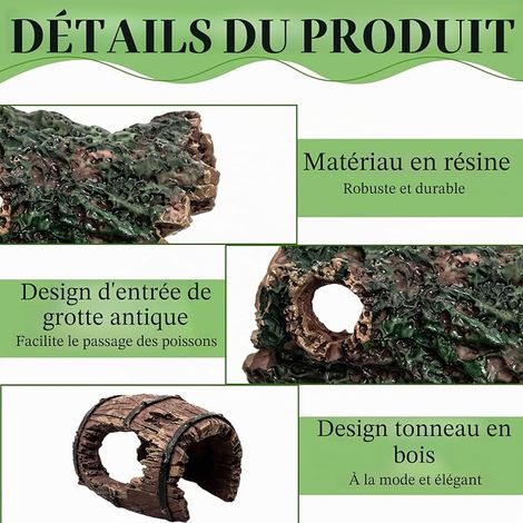 Cave Aquarium Decoration Aquarium Artificial Plants Hiding Cave with Green Grass Hide Decoration Resin Hiding Tree Trunk Aquarium Accessories for Shrimp (1/4)