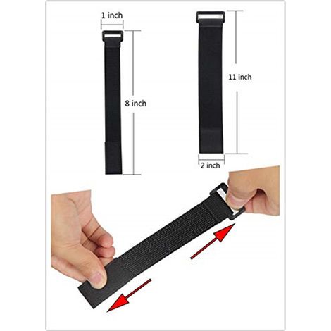 MINKUROW Cinta Elástica Banda De 40 Cm Con Hebilla Sujetacables De 50 Mm 10 Piezas Para Fijación De Amarre (Negro) (1/3)