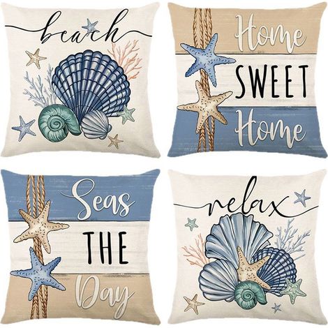 Lot de 4 Housse coussin 45x45 cm, Fermeture éclair cachée, Polyester lavable, Décoration salon jardin (1/5)