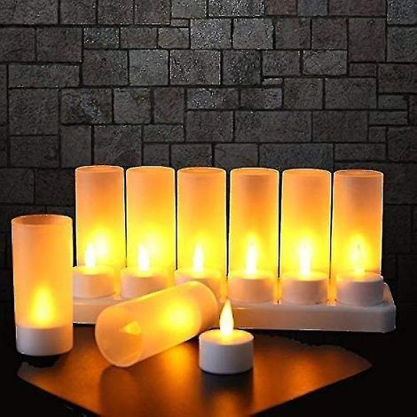 Bougies LED rechargeables sans flamme, bougies chauffe-plat sans fil, bougies de Noël en cire avec station de charge (1/5)