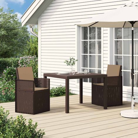 Sillas de comedor de jardín 2 pcs Marrón y Topo PP