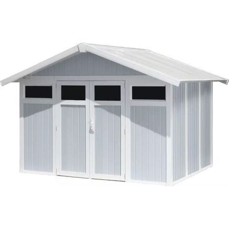 casetta da giardino in pvc grosfillex "utility 7" grigio-azzurro e bianco 370x298x250 cm - cod. 22807137