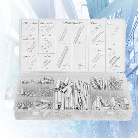 Ensemble de 200 pièces comprenant 20 ressorts de tension et de compression de tailles différentes, boîte incluse. (1/5)