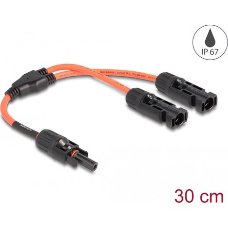 Delock Cable divisor solar DL4 1 x hembra a 2 x macho 30 cm rojo