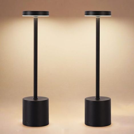 2er-Pack kabellose, berührungsgesteuerte Nachttischlampen, wiederaufladbare LED-Schreibtischlampe mit 5000 mAh Akku und 3 Farbtemperaturen (1/5)