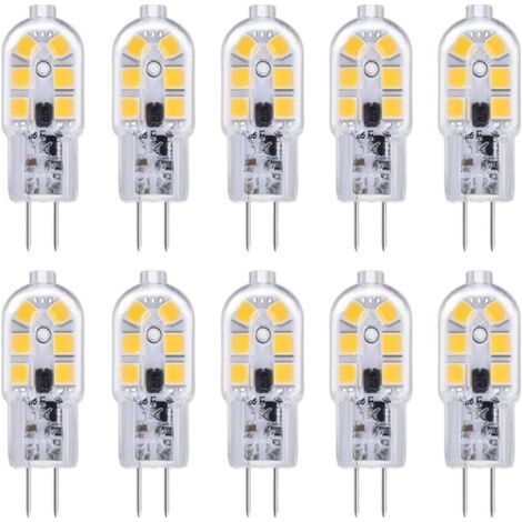 Ampoule Hotte Aspirante G4 LED 12V 2W Blanc Froid 6000K, 200LM, Équivalent Halogène G4 Bi-pin , LED Lampe G4 12V AC/DC pour Camping Car/Hotte Cuisine, non-dimmable, lot de 10 [Classe énergétique A+]