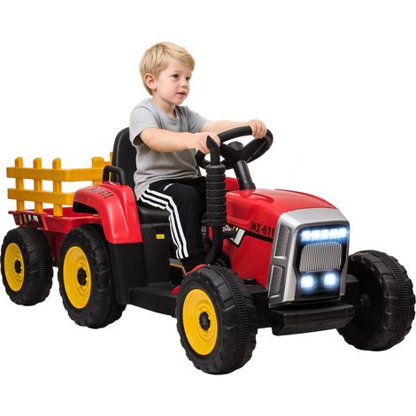 Tracteur électrique avec remorque amovible, pour enfants de 3 à 6 ans avec télécommande MP3 musique affichage lumineux