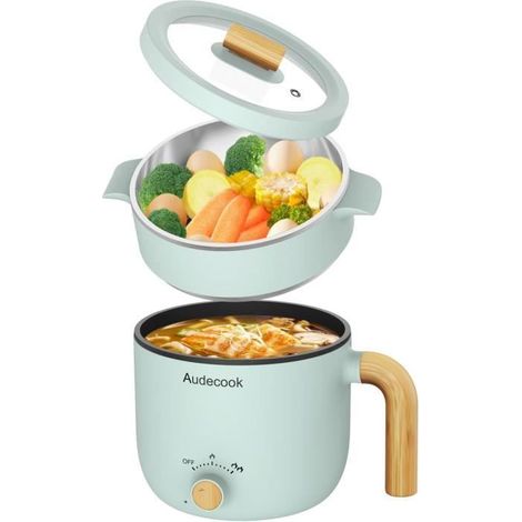 Hot Pot Électrique Avec Cuiseur À Vapeur, 1.5L Portable Poêle Multifonction, Parfait Pour Nouilles-Pâtes- ufs-Soupe-Steak(Ver[J1047]