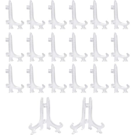 20 Pièces Mini Support de Chevalet en Plastique, 3pouces Support d'Assiette Pliable, pour Textiles de Maison, Mariages, Evénements, Expositions, Bureaux, Ecoles, Magasins (1/5)