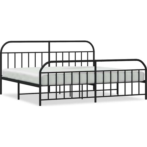 Maison Exclusive - Giroletto con Testiera e Pediera Metallo Nero 193x203 cm (1/5)