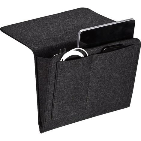 Bedside Hanging Empty Pocket Bed Shelf Bed Mezzanine Storage Felt Storage for Baby Hanging Pouch Organiser Practical Organisate for Clothes Journal Pen Magazine (Black) (1/5)