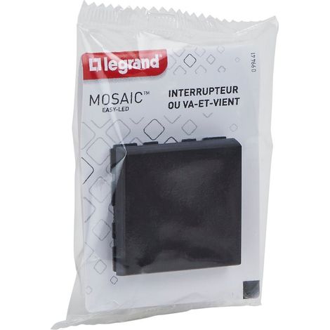 Interruptor bidireccional, LEGRAND Mosaic, negro mate LEGRAND