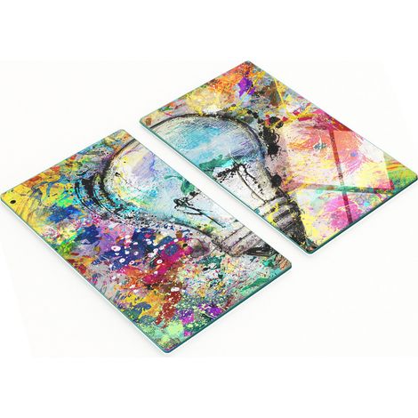 Tableros decorativos multifuncionales de vidrio con bombilla impresa 2x30x52 cm