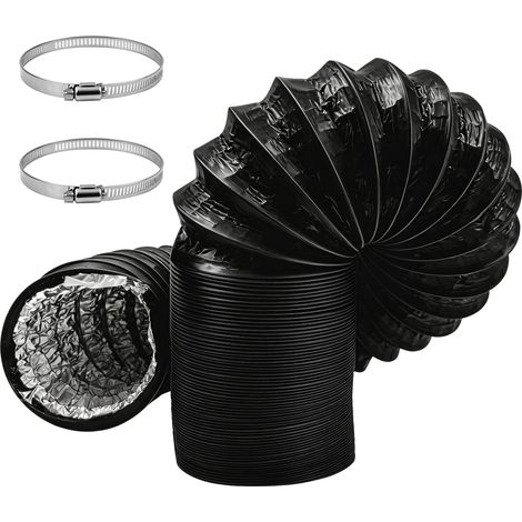 Tuyau de Ventilation 100 mm, Tuyau d'Evacuation en PVC Aluminium Gaine de Ventilation pour Climatisation, Extracteur d'Air, Hotte, Sèche-linge Noir 3 mètres de longueur (1/5)