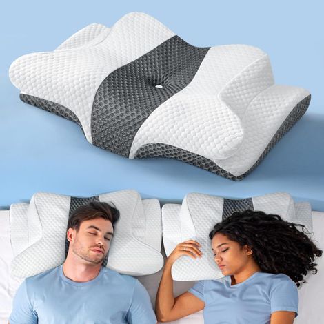 Oreiller cervical ergonomique en mousse à mémoire de forme rafraîchissante, soutien médical pour tous les dormeurs (1/5)