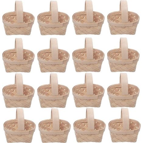 lyongqiang 12 Pcs Mini Woven Basket with Handle, Rustic Wooden Baskets for Home, Restaurants, Shops (1/5)