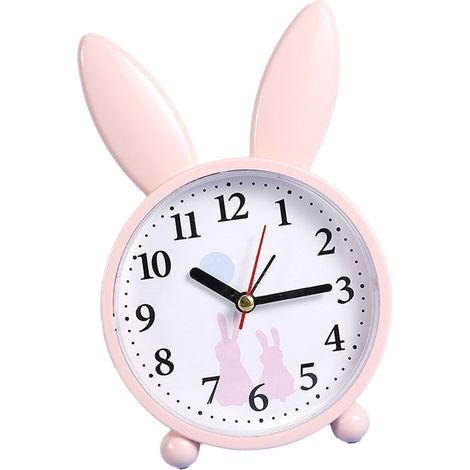 Réveil en forme de lapin mignon, silencieux et précis, idéal comme décoration pour la chambre à coucher.