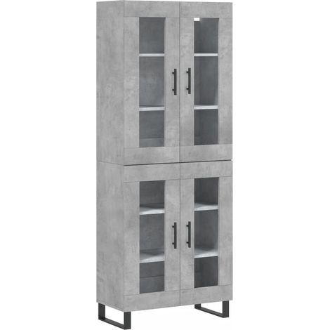 Buffet bahut commode armoire meuble de rangement organisateur cuisine salle de séjour salon haut 69,5 x 34 x 180 cm bois d'ingénierie gris