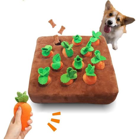 Jouet carotte en peluche, adapté aux chiens, chats et enfants, tapis interactif olfactif, soulage le stress grâce à des jeux de recherche. (1/4)