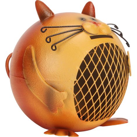 Tirelire Enfant Chat Orange Mignon Métal Résistant Base Stable Grille Décolorations Rapide Rangement Pièces Bureau Chevet Chambre (1/5)