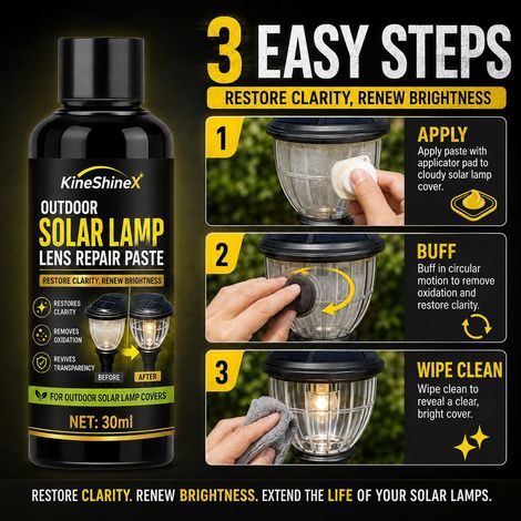 KineShineX Outdoor Solar Lampshade Repair Cream: Removes yellowing and oxidation, revitalizes and brightens lampshades, restoring clarity. (1/4)