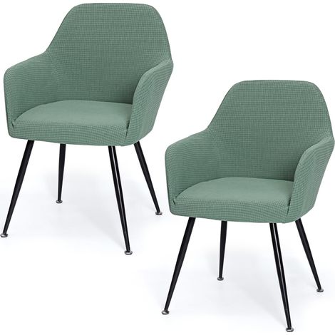 Housses de Chaise avec Accoudoirs，Lot de 2 Housses de Chaise de Salle à Manger，Housse de Fauteuil Extensible Amovible Lavable pour Cuisine, Salle à Manger (2, Vert, Universelle) (1/5)