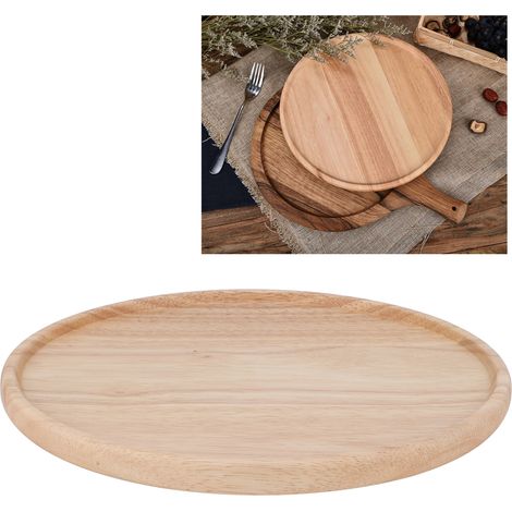 Assiette à pizza en bois non peint, plateau de service résistant à la chaleur, vaisselle pour la maison et les restaurants (1/5)