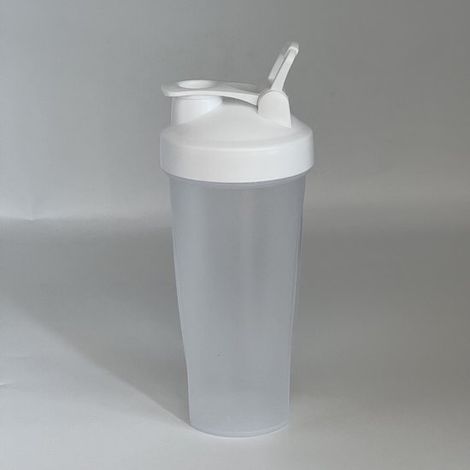 Confezione contenente 1 shaker per proteine (600 ml) con sfera in acciaio inox, scala graduata, a prova di perdite, per miscelare rapidamente la polvere di proteine del siero di latte, trasparente (1/5)