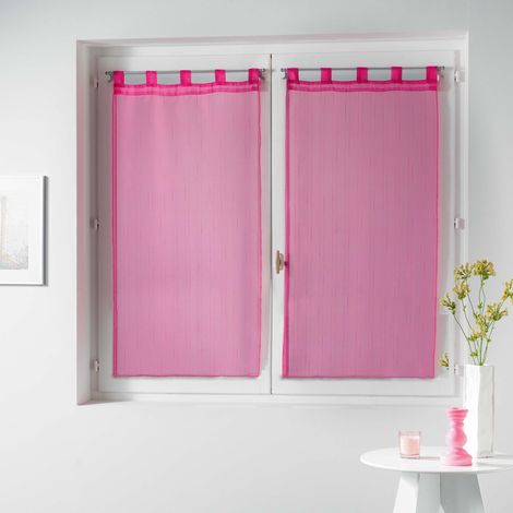 Paire de Voile raye Horizon 60 x 90 cm rose