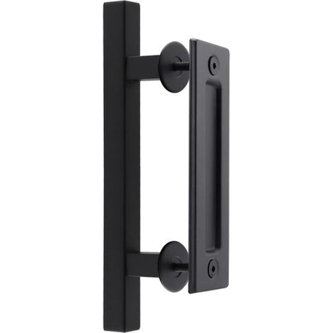 30 cm Poignée Porte Coulissante, Ronde Poignée de Porte Noire Poignée pour Portails, Garages, Armoires (1/5)