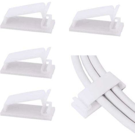 ALLIANDISOrganiseurs de câbles autocollants pour TV, ordinateur, Ethernet, sous le bureau, maison, bureau, blanc, 50 pièces (1/4)