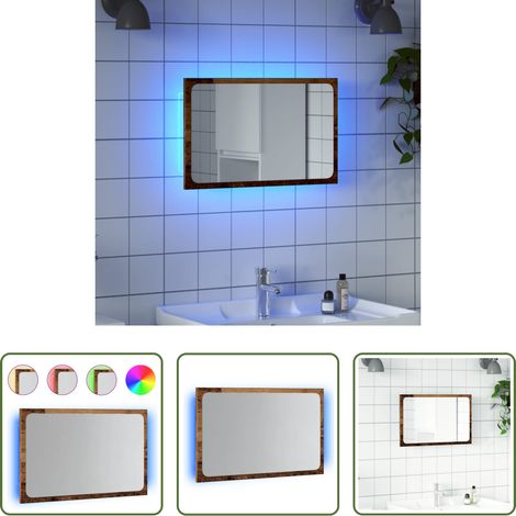vidaXL Altholzoptik - Badspiegel mit LED-Leuchten Altholz-Optik 60x8,5x38 cm (1/5)